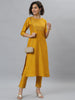 Janasya Women's Mustard Poly Silk Solid Straight Festive Kurta Set - Distacart