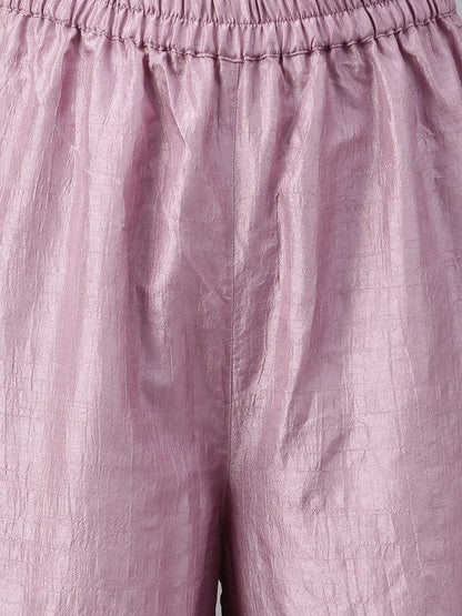 Janasya Women's Mauve Poly Silk Solid Kurta With Gharara And Dupatta - Distacart