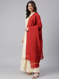 Thumbnail for Janasya Women's Beige Chanderi Silk Woven Kurta With Palazzo And Dupatta - Distacart