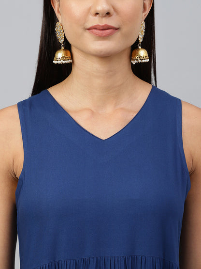 Janasya Women's Dark Blue Rayon Solid Kurta With Dupatta - Distacart
