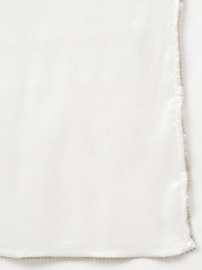 Janasya Women's White Poly Silk Solid Kurta With Pant And Dupatta - Distacart