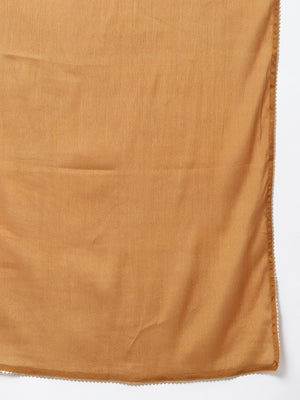 Janasya Women's Beige Chanderi Silk Solid Kurta With Pant And Dupatta - Distacart