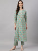 Janasya Women's Mint Green Cotton Floral Printed Straight Casual Kurta Set - Distacart