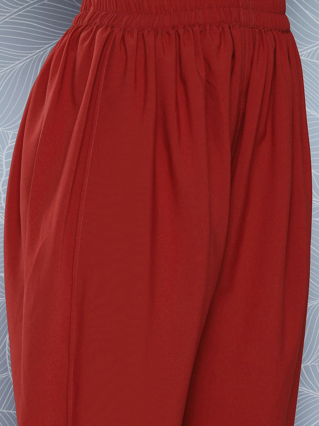 Janasya Women's Brick Red Crepe Foil Printed A-line Festive Tunic Set - Distacart