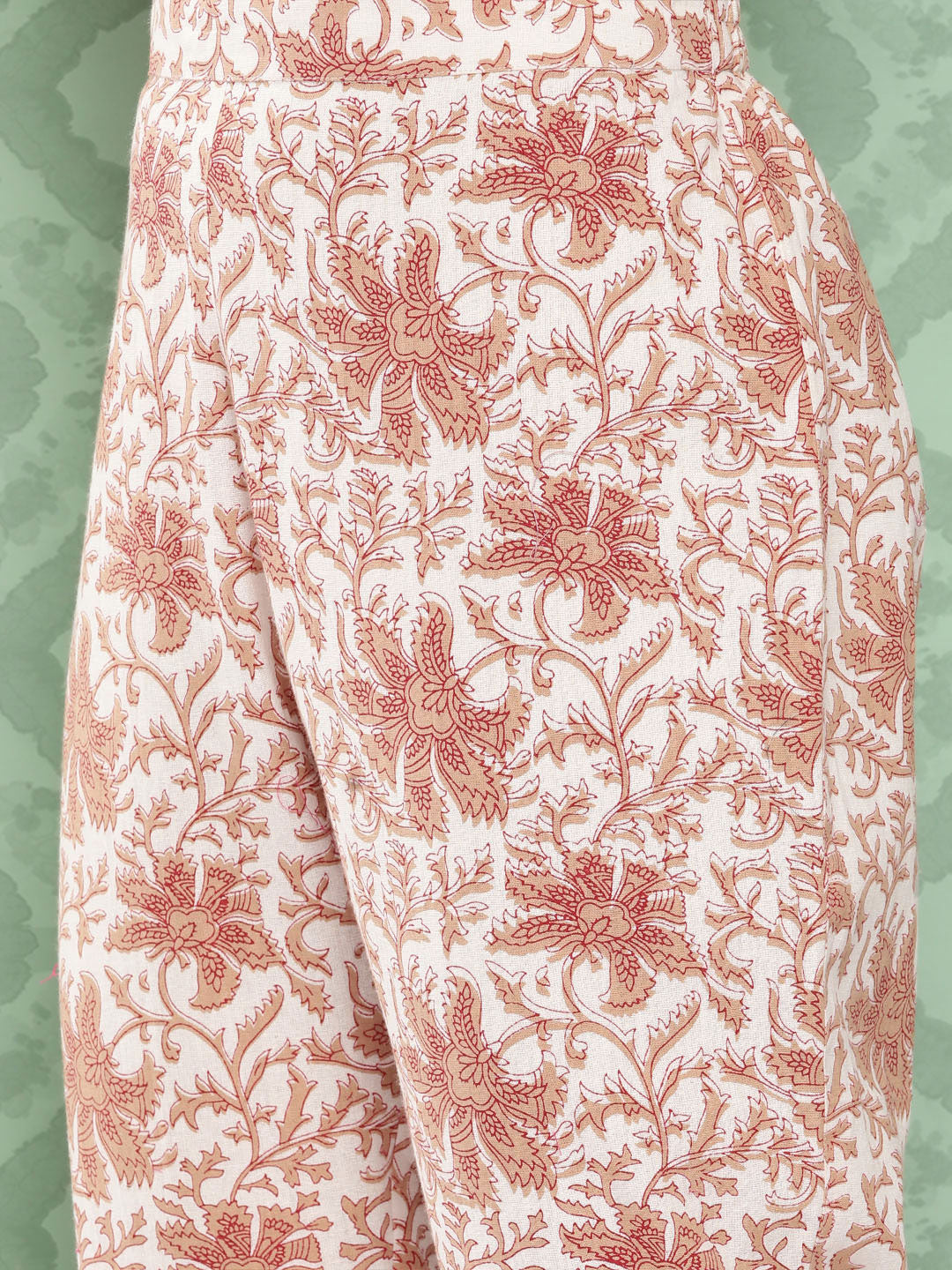 Janasya Women's White Cotton Botanical Printed Tiered Casual Kurta Set - Distacart