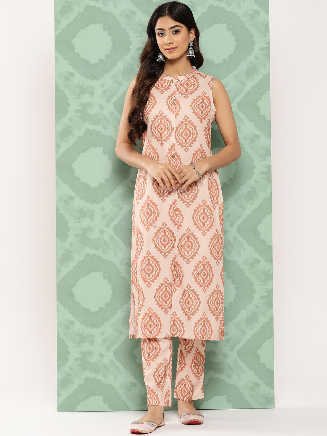 Janasya Women's Light Peach Crepe Digital Printed Straight Casual Kurta Set - Distacart