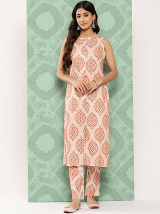 Janasya Women's Light Peach Crepe Digital Printed Straight Casual Kurta Set - Distacart