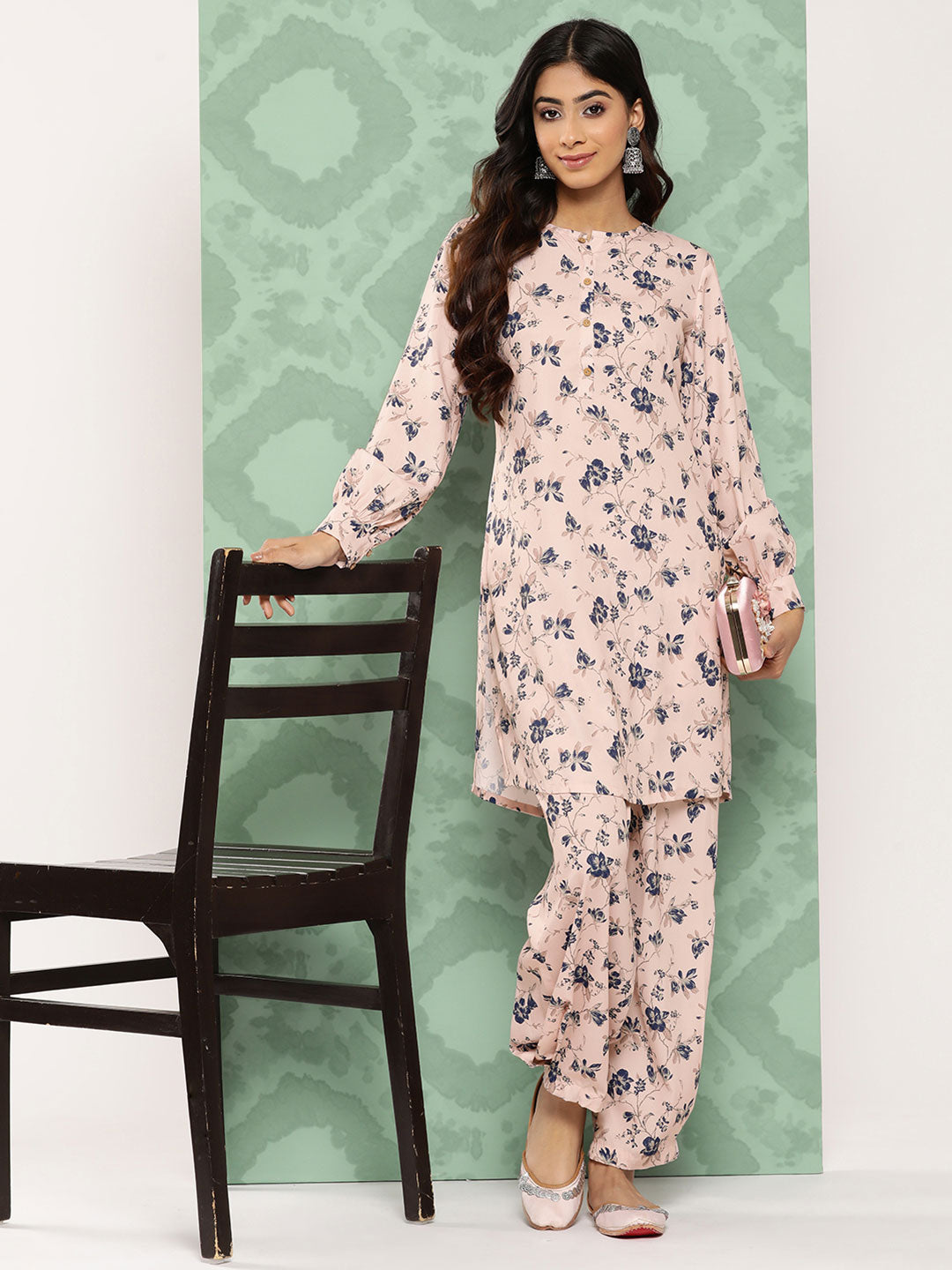 Janasya Women's Light Peach Crepe Digital Printed Straight Casual Kurta Set - Distacart