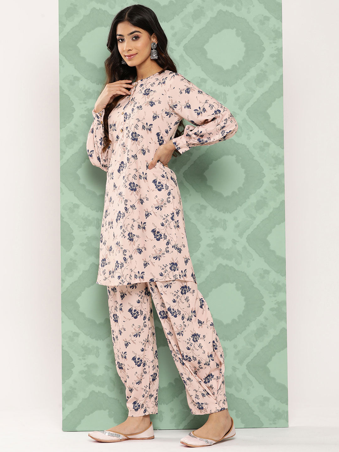 Janasya Women's Light Peach Crepe Digital Printed Straight Casual Kurta Set - Distacart