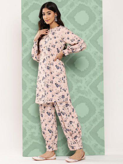 Janasya Women's Light Peach Crepe Digital Printed Straight Casual Kurta Set - Distacart