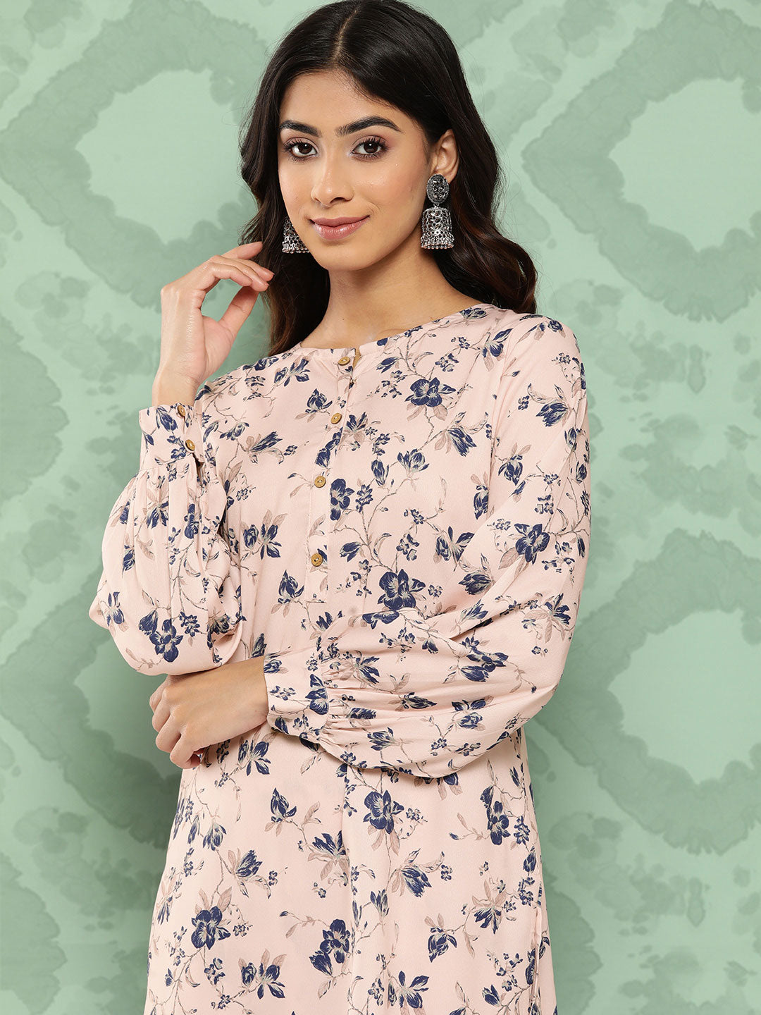 Janasya Women's Light Peach Crepe Digital Printed Straight Casual Kurta Set - Distacart