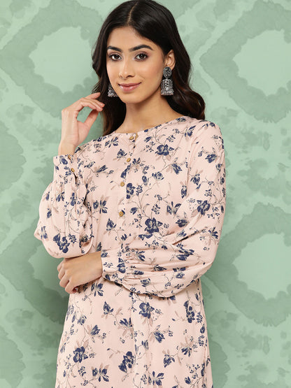 Janasya Women's Light Peach Crepe Digital Printed Straight Casual Kurta Set - Distacart