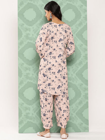 Janasya Women's Light Peach Crepe Digital Printed Straight Casual Kurta Set - Distacart