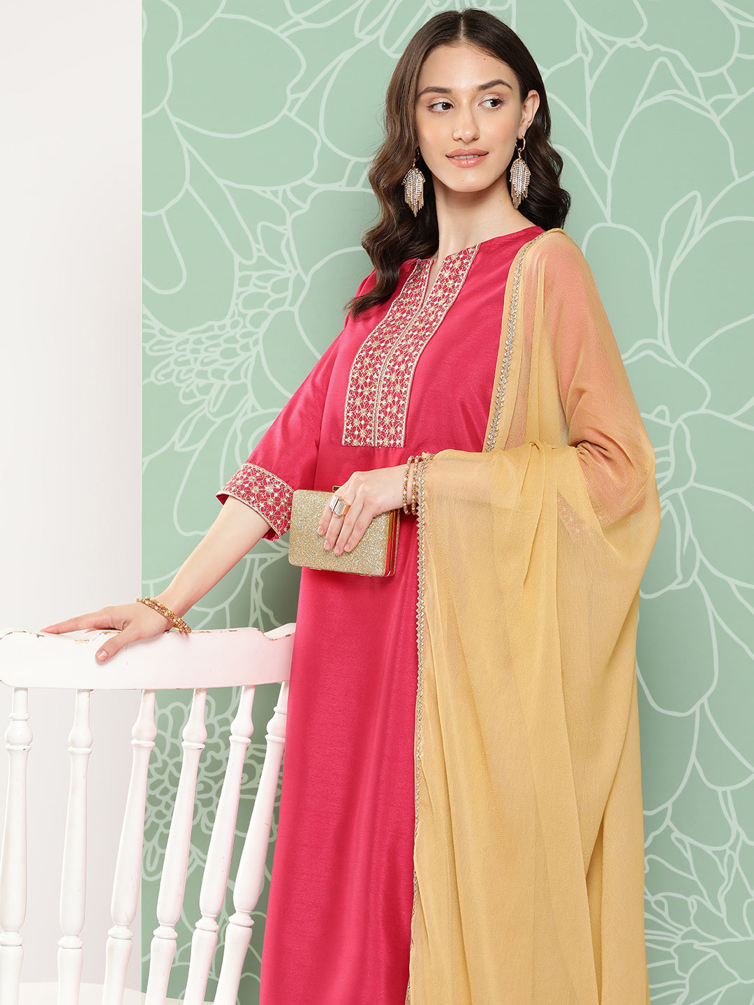 Janasya Women's Pink Crepe Silk Solid Straight Festive Kurta Set - Distacart