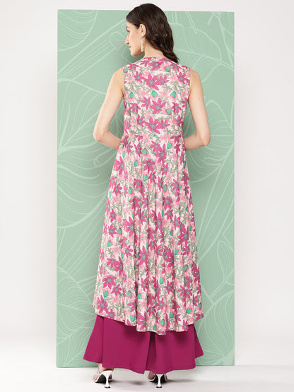 Janasya Women's Multicolor Moss Digital Floral Printed Flared Festive Kurta Set - Distacart