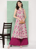 Janasya Women's Multicolor Moss Digital Floral Printed Flared Festive Kurta Set - Distacart