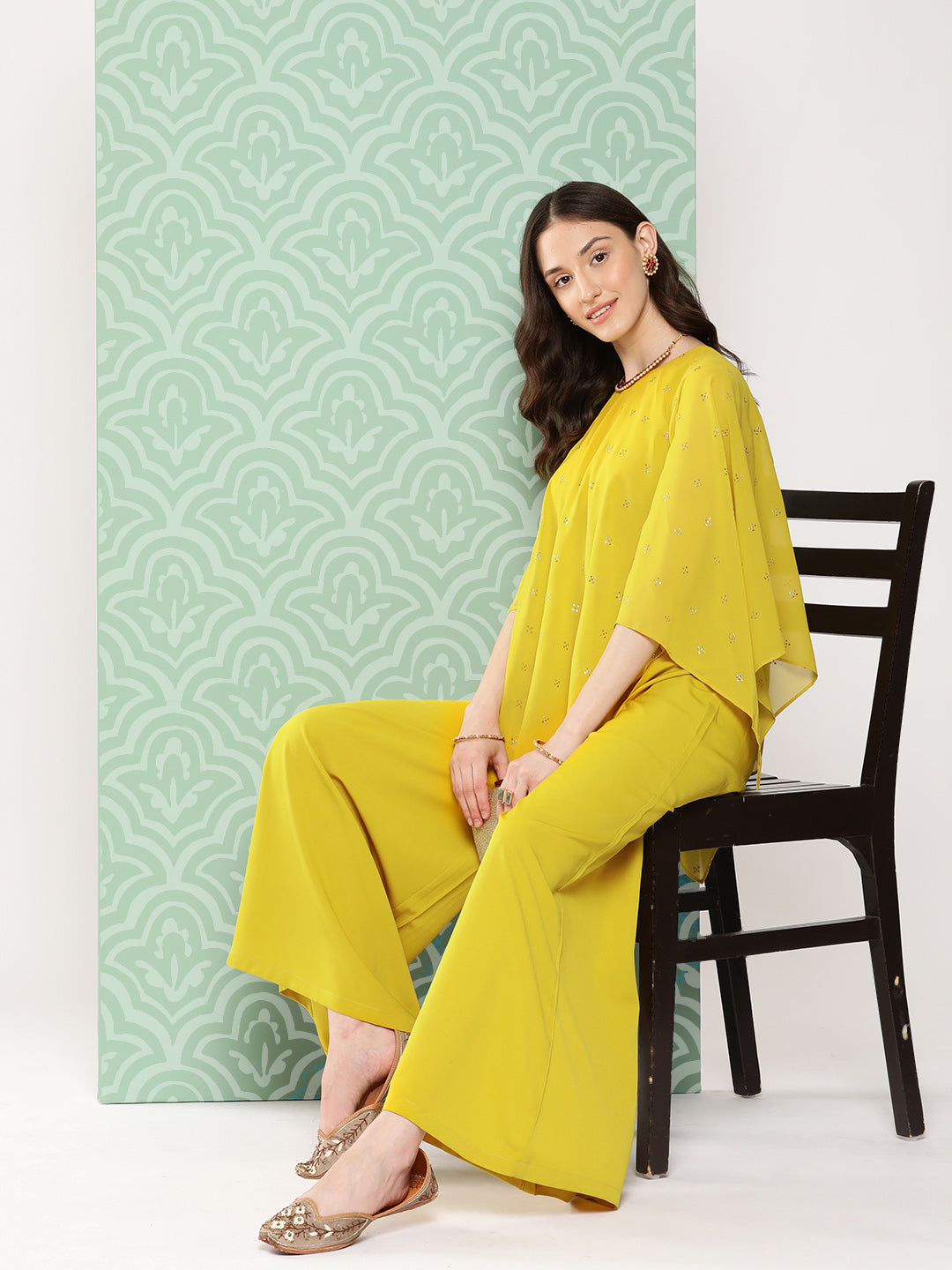 Janasya Women's Yellow Crepe Solid Crop Top Festive Top Set - Distacart