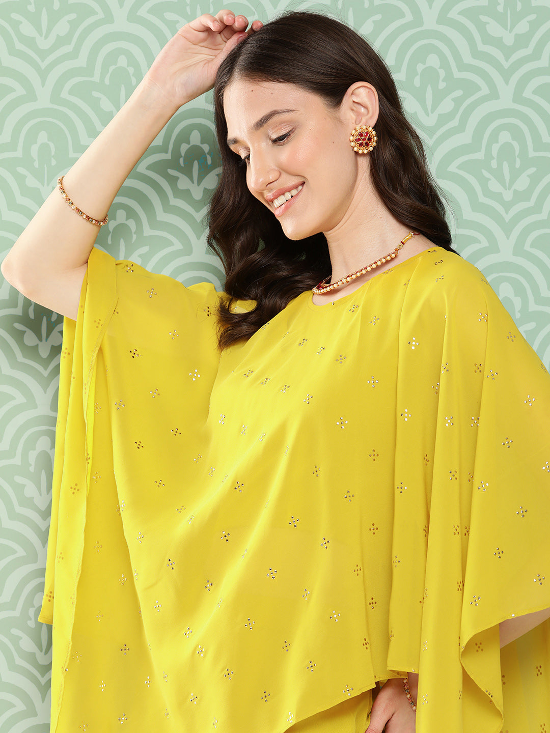 Janasya Women's Yellow Crepe Solid Crop Top Festive Top Set - Distacart