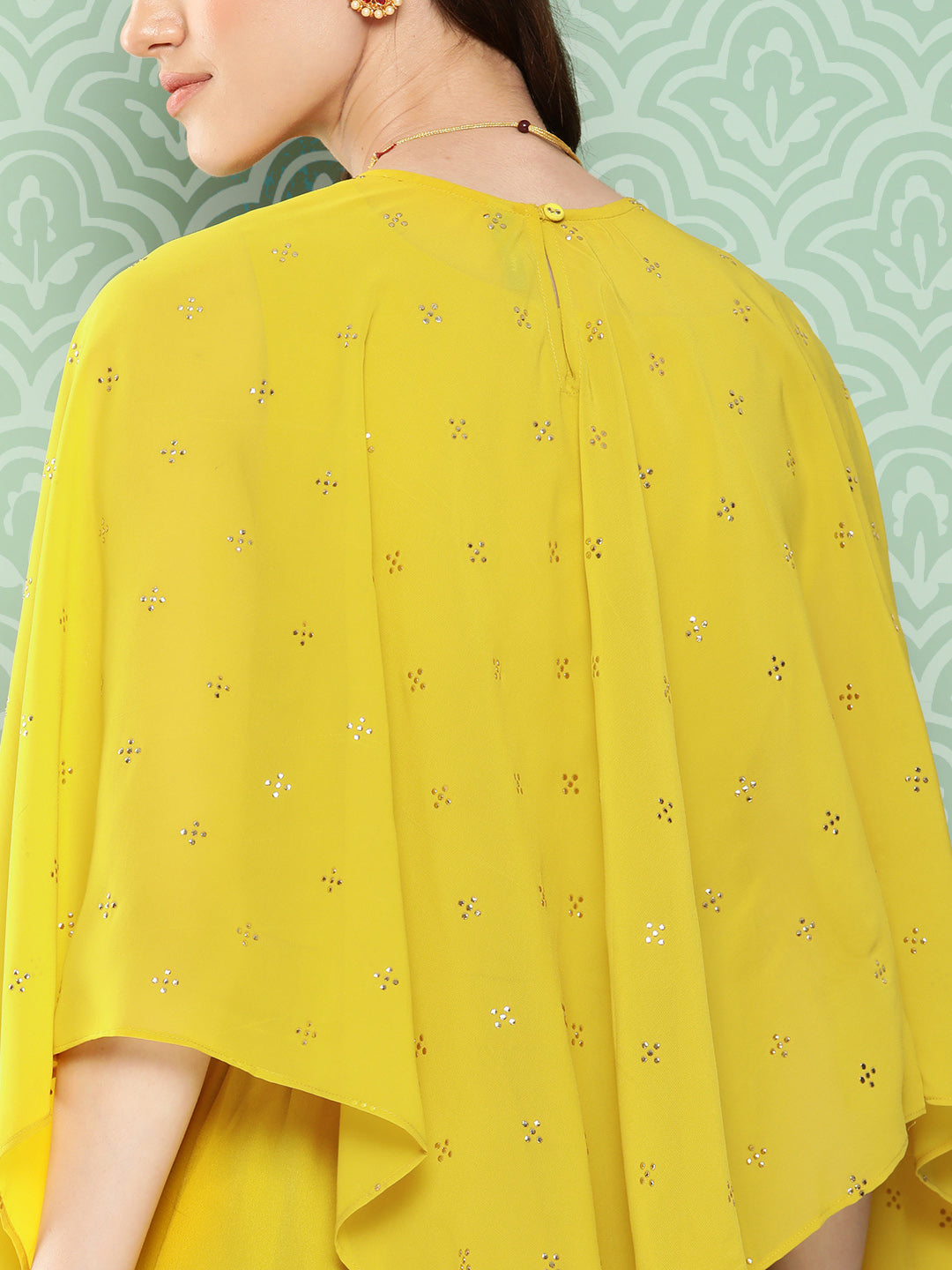 Janasya Women's Yellow Crepe Solid Crop Top Festive Top Set - Distacart
