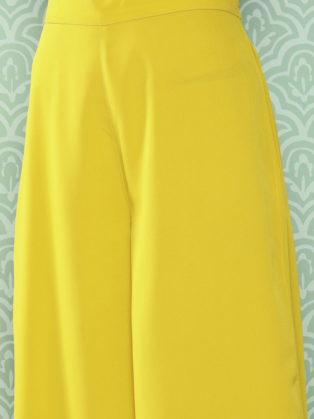 Janasya Women's Yellow Crepe Solid Crop Top Festive Top Set - Distacart
