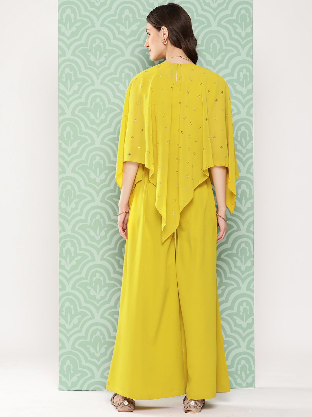 Janasya Women's Yellow Crepe Solid Crop Top Festive Top Set - Distacart