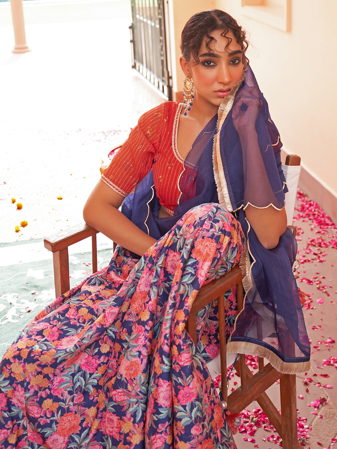 Janasya Red Georgette Digital Floral Printed Festive Lehenga Choli - Distacart