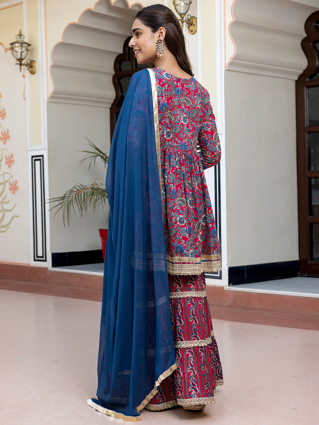 Janasya Women's Wine Cotton Ethnic Printed Festive Short Kurta Set - Distacart