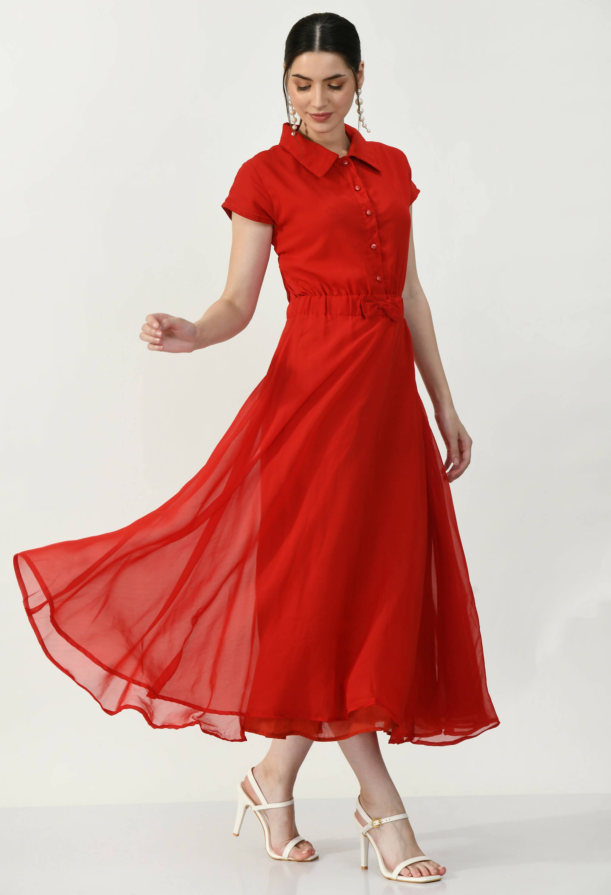 Women's Red Red Ggt Dress With Shantoon Lining - G & A Apparels - Distacart