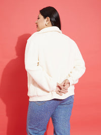 Thumbnail for Lyush Women White Fur Zipper Jacket - Distacart
