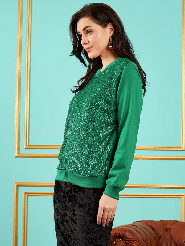 description lyush women green sequin jacket green sequin jacket in