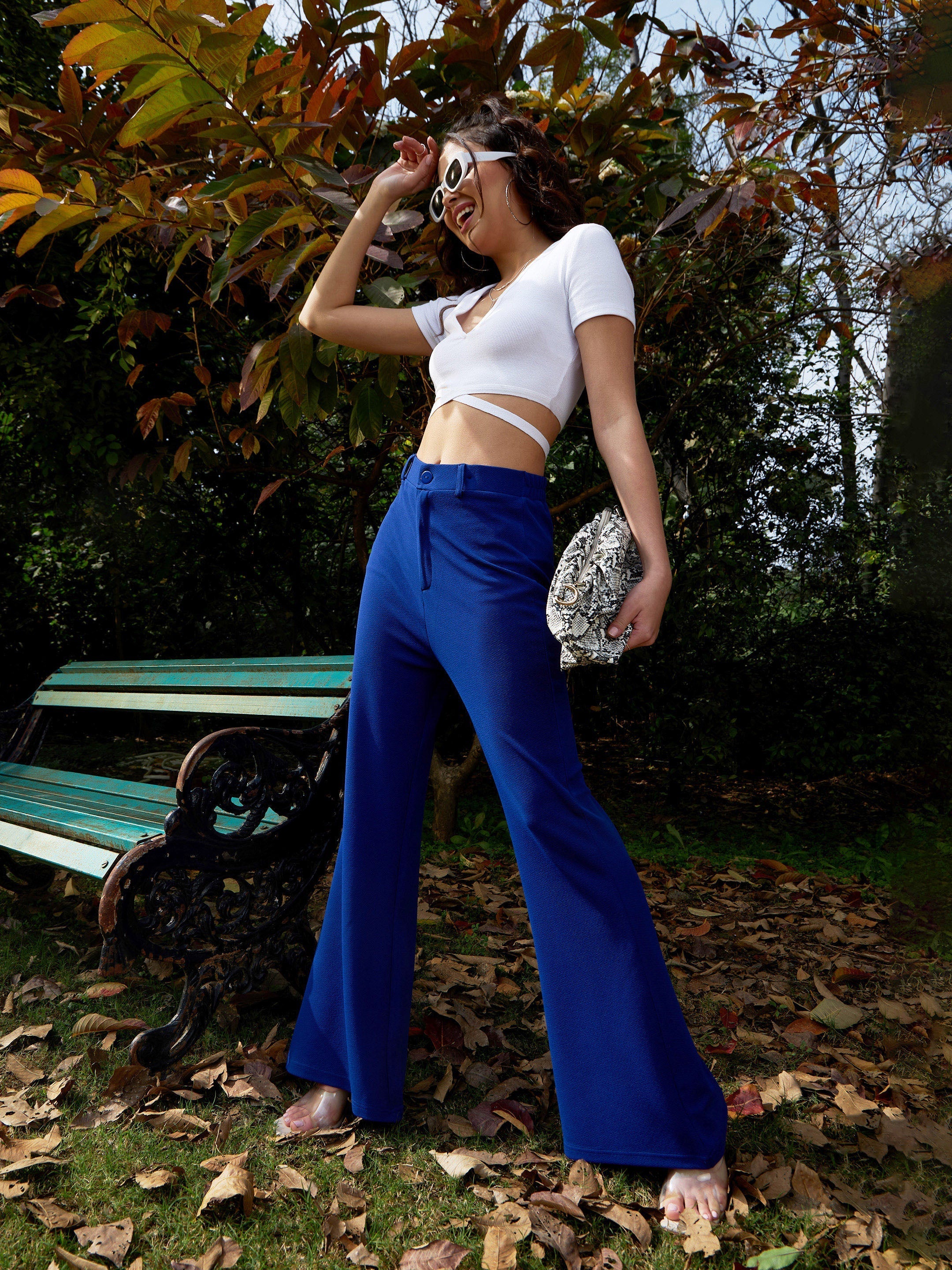Knit bell bottom pants shop