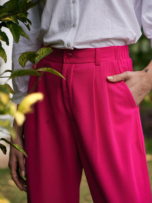 Lyush Women Fuchsia Stretch Knit Tapered Pants - Distacart