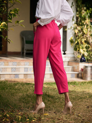 Lyush Women Fuchsia Stretch Knit Tapered Pants - Distacart