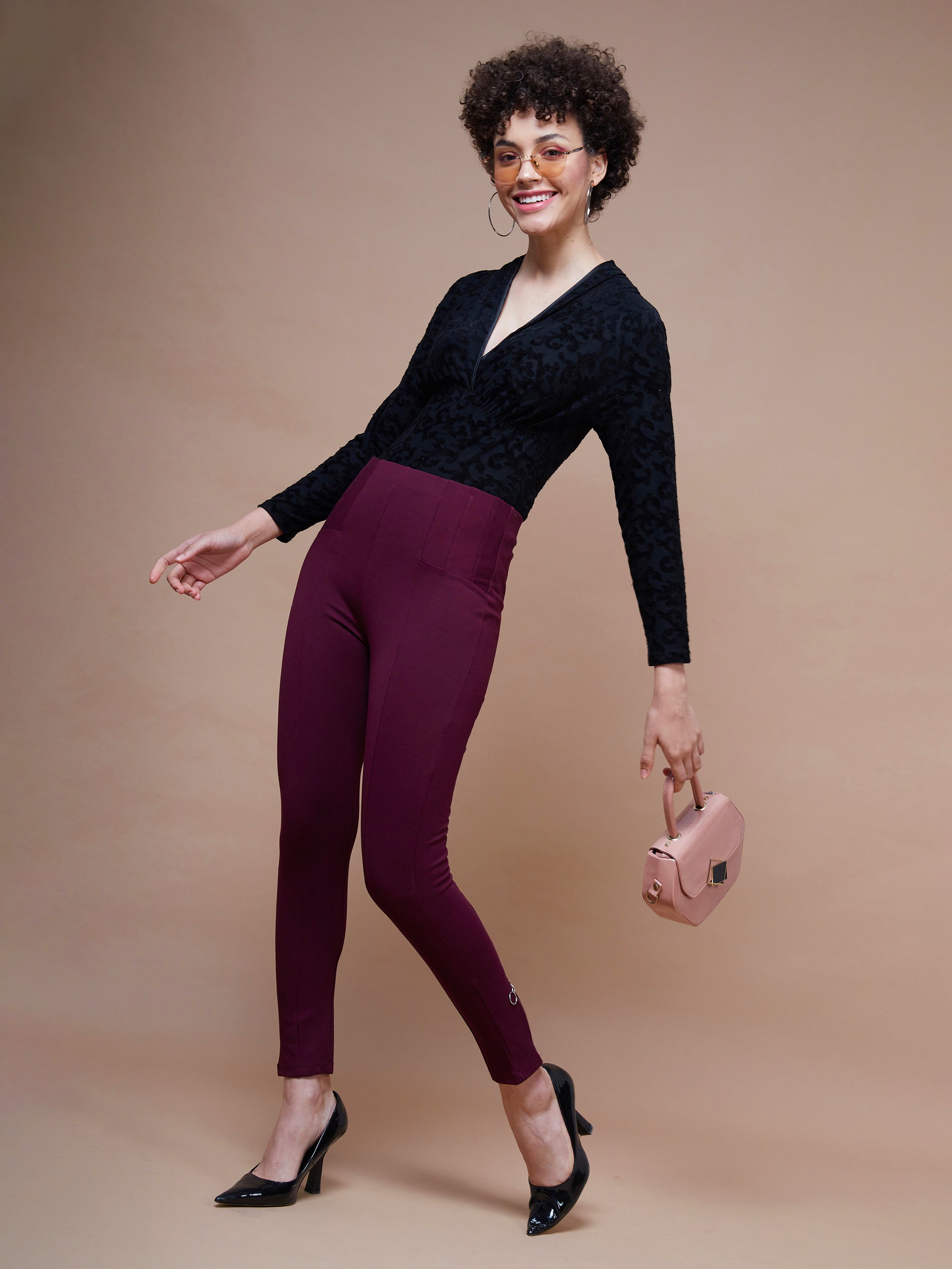 Burgundy jeggings hotsell