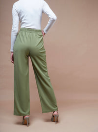 Thumbnail for Lyush Women Olive Pleated Straight Stretchable Pants - Distacart
