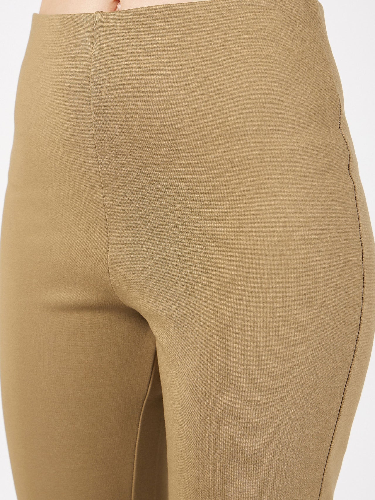 Lyush Women Beige Bell Bottom 4-Way Stretch Pants - Distacart