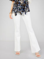 Thumbnail for Lyush Women White Bell Bottom 4-Way Stretch Pants - Distacart