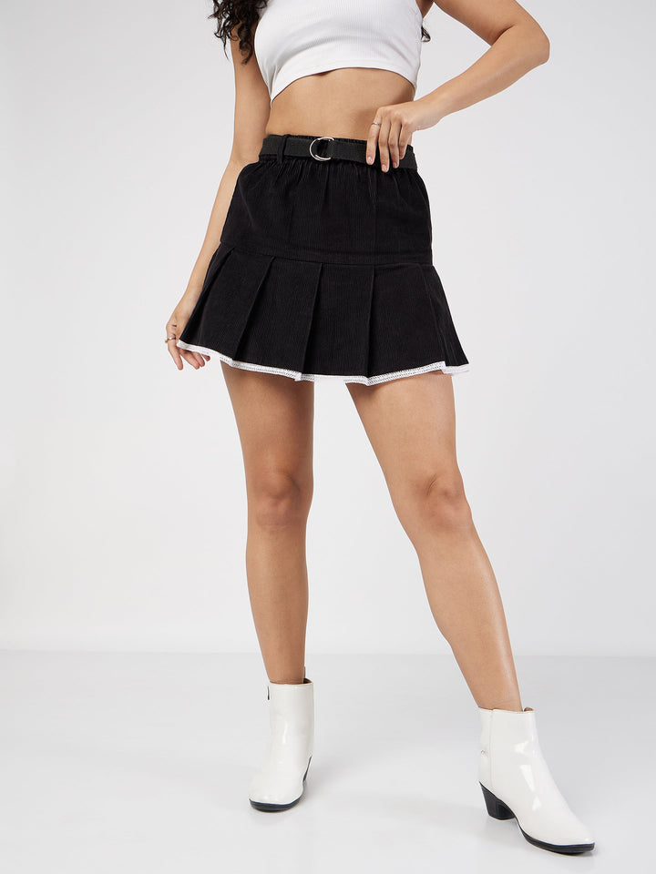 ★ DIAGONAL★ DAMAGE KNIT SKIRT black DA243SK03BK Distressed Ruched Side Detail Mini Skirt In Black Knit | EGO