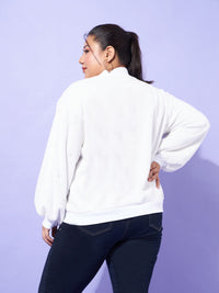 Thumbnail for Lyush Women White Fleece Fur Pearl Detail Sweatshirt - Distacart