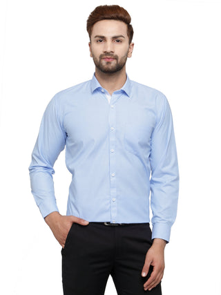 Jainish Blue Formal Shirt with white detailing ( SF 419Blue ) - Distacart