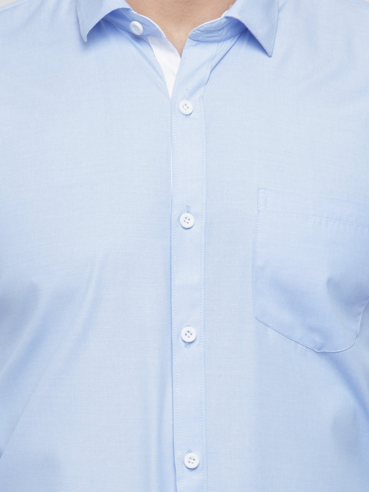 Jainish Blue Formal Shirt with white detailing ( SF 419Blue ) - Distacart
