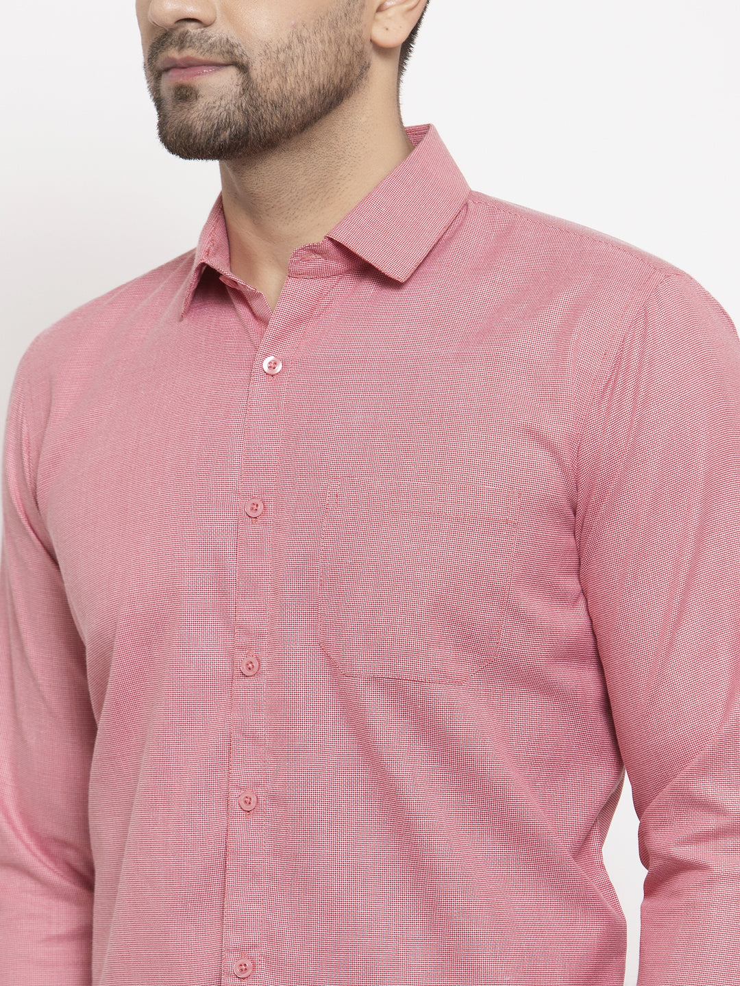 Jainish Red Men's Cotton Geometric Formal Shirts ( SF 434Red ) - Distacart