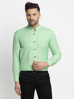 Thumbnail for Jainish Green Men's Cotton Solid Mandarin Collar Formal Shirts ( SF 726Light-Green ) - Distacart