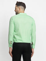 Thumbnail for Jainish Green Men's Cotton Solid Mandarin Collar Formal Shirts ( SF 726Light-Green ) - Distacart