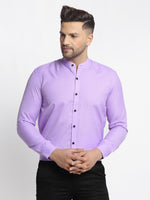Thumbnail for Jainish Purple Men's Cotton Solid Mandarin Collar Formal Shirts ( SF 726Voilet ) - Distacart