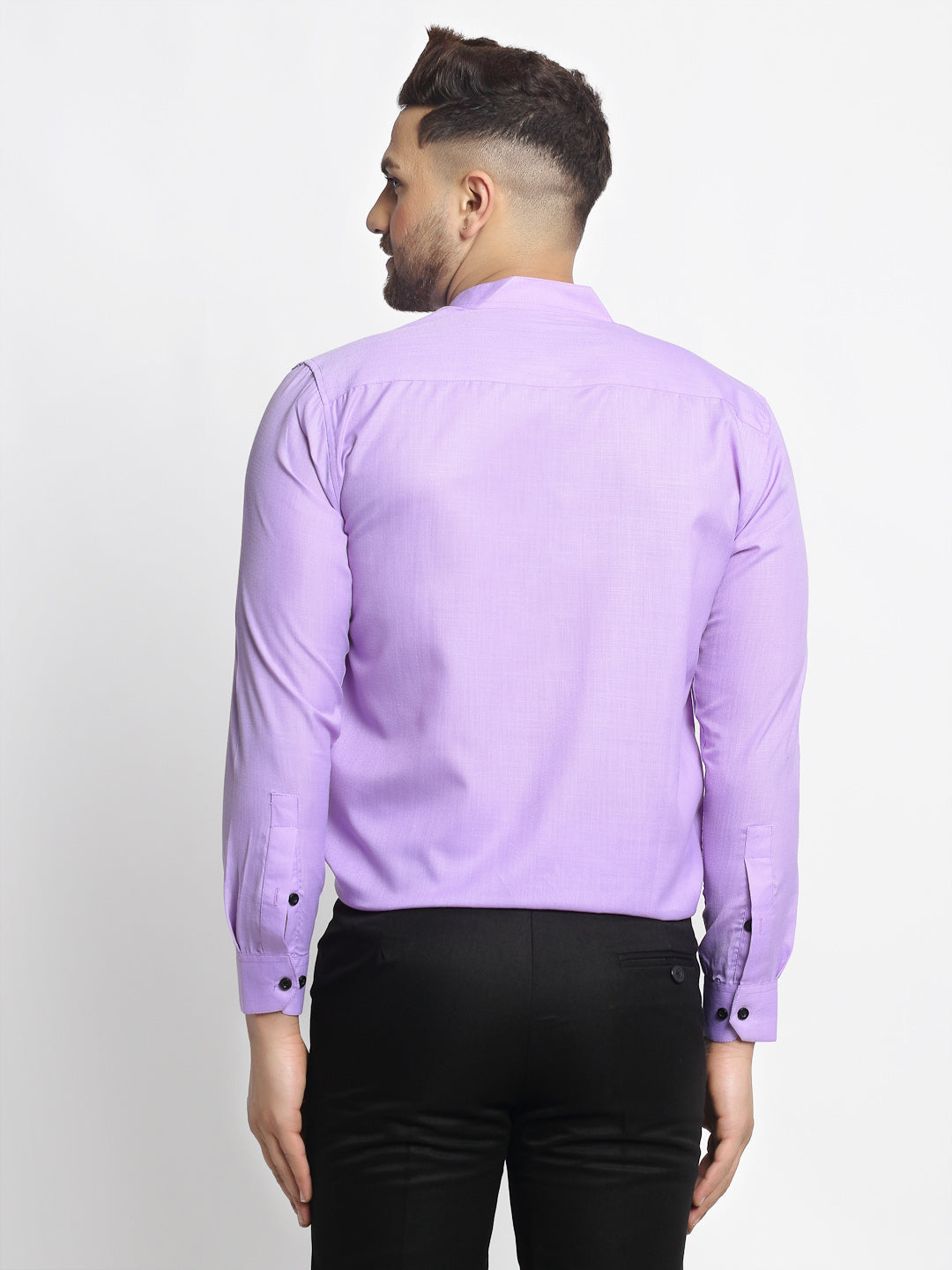 Jainish Purple Men's Cotton Solid Mandarin Collar Formal Shirts ( SF 726Voilet ) - Distacart