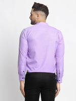 Thumbnail for Jainish Purple Men's Cotton Solid Mandarin Collar Formal Shirts ( SF 726Voilet ) - Distacart