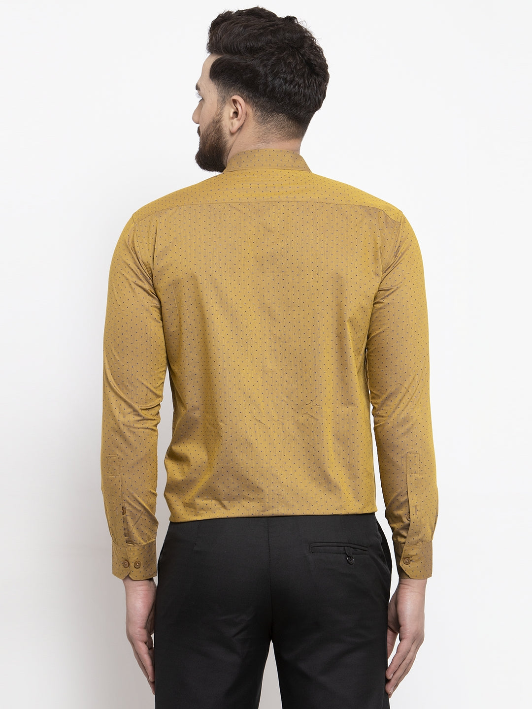 Jainish Yellow Men's Cotton Polka Dots Formal Shirts ( SF 739Mustard ) - Distacart