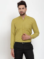 Thumbnail for Jainish Green Men's Cotton Solid Mandarin Collar Formal Shirts ( SF 757Mehndi ) - Distacart