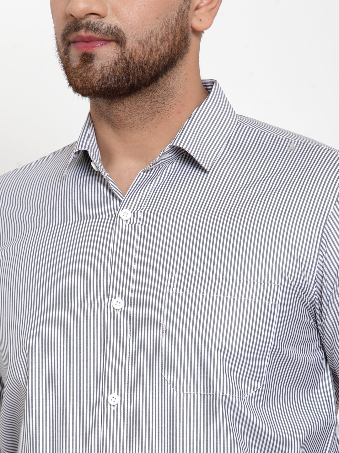 Jainish Black Men's Cotton Striped Formal Shirt's ( SF 759Black ) - Distacart